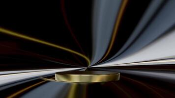 3d gold empty podium with colors abstract, metal background. 3d illustration render video