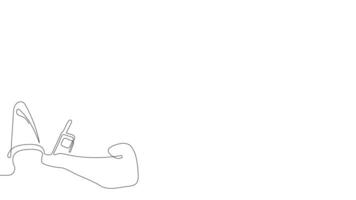 Animated drawing of continuous line draw architect meeting at construction site to talk blueprint design to team member. Building architecture concept. Single line animation. High quality 4k footage video