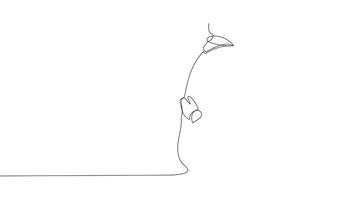 Animated drawing of continuous line draw architect meeting at construction site to talk blueprint design to team member. Building architecture concept. Single line animation. High quality 4k footage video