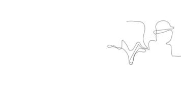 Animated drawing of continuous line draw architect meeting at construction site to talk blueprint design to team member. Building architecture concept. Single line animation. High quality 4k footage video