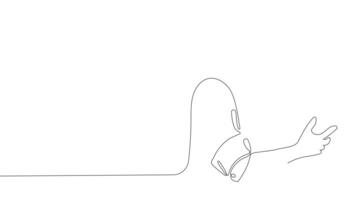 Animated drawing of continuous line draw architect meeting at construction site to talk blueprint design to team member. Building architecture concept. Single line animation. High quality 4k footage video