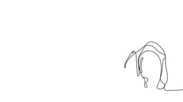 Animated drawing of continuous line draw architect meeting at construction site to talk blueprint design to team member. Building architecture concept. Single line animation. High quality 4k footage video