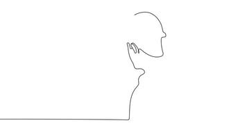 Animated drawing of continuous line draw architect meeting at construction site to talk blueprint design to team member. Building architecture concept. Single line animation. High quality 4k footage video