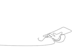 Animated drawing of continuous line draw architect meeting at construction site to talk blueprint design to team member. Building architecture concept. Single line animation. High quality 4k footage video