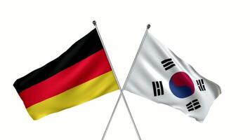 Germany and south korea flags isolated on white background video