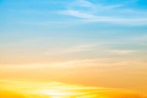 Beautiful , luxury soft gradient orange gold clouds and sunlight on the blue sky perfect for the background, take in everning,Twilight, Large size, high definition landscape photo