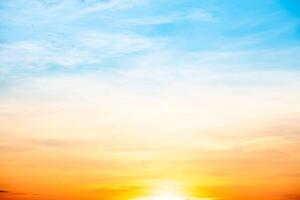 Beautiful , luxury soft gradient orange gold clouds and sunlight on the blue sky perfect for the background, take in everning,Twilight, Large size, high definition landscape photo