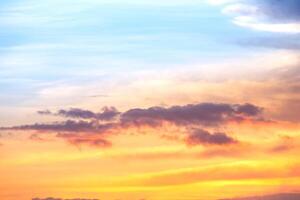 Beautiful , luxury soft gradient orange gold clouds and sunlight on the blue sky perfect for the background, take in everning,Twilight, Large size, high definition landscape photo