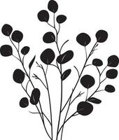 eucalyptus leaves with branches clean simple icon outline black vector