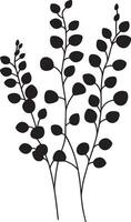 eucalyptus leaves with branches clean simple icon outline black vector