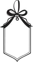 Sale tag with ribbon hanging clean simple silhouette black vector