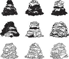 Collection of Heap of mess clothes clean simple silhouette black vector