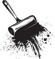 Paint roller brush with trail clean simple outline black vector