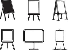 Collection of Signage board stand clean simple icon silhouette black vector