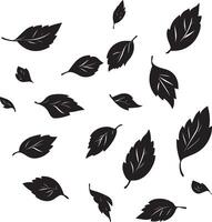 leaves falling clean simple icon outline black vector