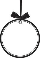 Round circle Sale tag with ribbon hanging clean simple outline black vector