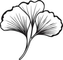 Ginko leaf clean simple icon outline black vector