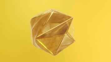 3d render, Abstract shape gold colors background, looping animation background and gold concept video