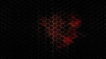 Dark hexagon pattern background with red light in background video