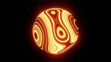 3D Abstract wavy lines glowing background. orange color voronoi texture seamless loop video