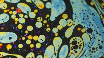 Abstract art of liquid soap bubbles moving colorful background video