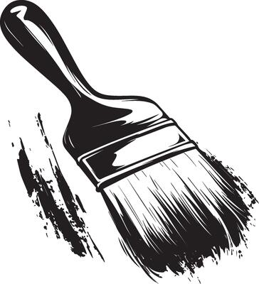 Paint brush clean simple outline black