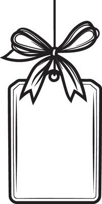 Sale tag with ribbon hanging clean simple outline black