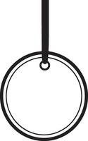 Round circle Sale tag with ribbon hanging clean simple outline black vector