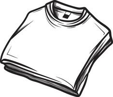 Folded t-shirt clean simple icon outline black vector