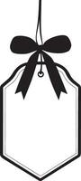 Sale tag with ribbon hanging clean simple icon black vector