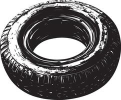 Old tire clean simple silhouette black vector
