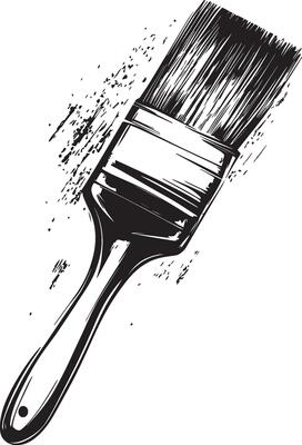 Paint brush clean simple outline black