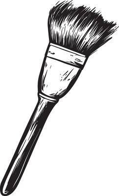 Paint brush clean simple outline black