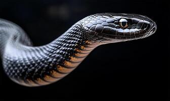 Black snake, close-up texture photo