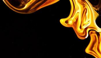 Abstract Oil and Water Swirls in Black and Gold with Flickering Glowing Particles Hypnotic Movement and Intriguing Contrast of Liquids and Light video