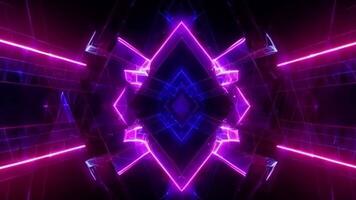 Futuristic Abstract Background with Glowing Geometric Shapes, Neon Lights, and Rhythmic Motion Techno Inspired Design with Triangles and Hexagons video