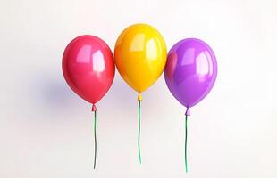 Scenery of red, purple, and yellow-colored lace balloons for happy birthday photo