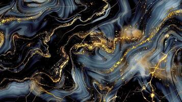 Abstract black and gold marble texture background. Modern luxurious design with fluid vibrant patterns ideal for various creative projects. photo