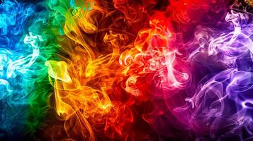 Vibrant and colorful smoke swirls create an abstract, dreamlike backdrop perfect for artistic designs and creative projects. photo