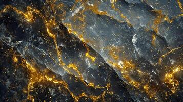 Abstract black and gold marble texture. Elegant and luxurious background with shimmering metallic veins, perfect for design and decor projects. photo