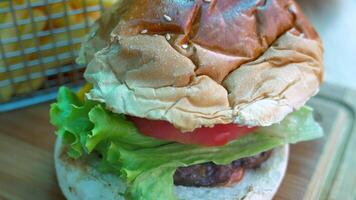 Indulge in a Delicious Gourmet Burger loaded with Fresh HighQuality Ingredients and a Soft Bun video