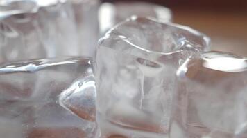 close up of many ice cubes on white background video