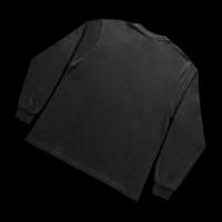Blank black long sleeve t shirt front and back mockup, isolated on clean background with clipping path. Long sleeve flatlay Template for design and print. photo