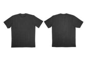 Blank t-shirt black template front and back view on clean background. Short Sleeve mock-up photo