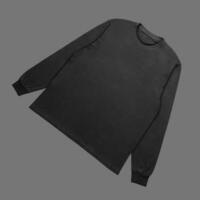 Blank black long sleeve t shirt front and back mockup, isolated on clean background with clipping path. Long sleeve flatlay Template for design and print. photo