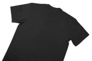 Blank t-shirt black template front and back view on clean background. Short Sleeve mock-up photo