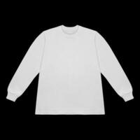 Blank white long sleeve t shirt mockup, front and back view, isolated on clean background with clipping path. Long sleeve flatlay Template for design and print. photo