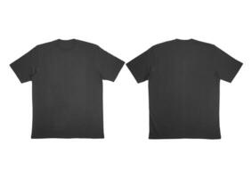 Blank t-shirt black template front and back view on clean background. Short Sleeve mock-up photo