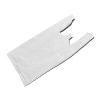 close up of a used white plastic bag on white background photo