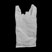 close up of a used white plastic bag on white background photo